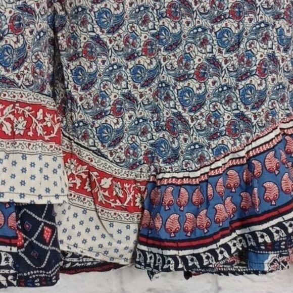 Zara SM Paisley Ruffled Layered Tank‎ Small S Red Blue White - Picture 3 of 5
